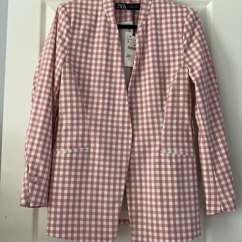 NWT ZARA gingham blazer - Picture 8 of 11